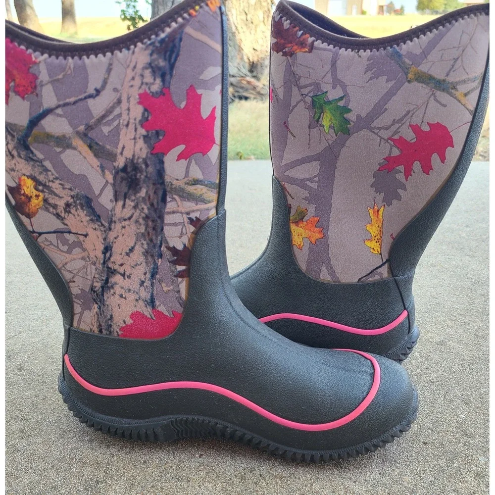 Muck Boot Company Kids Hale Waterproof Boots Hotleaf Camo Pink Size 4 US